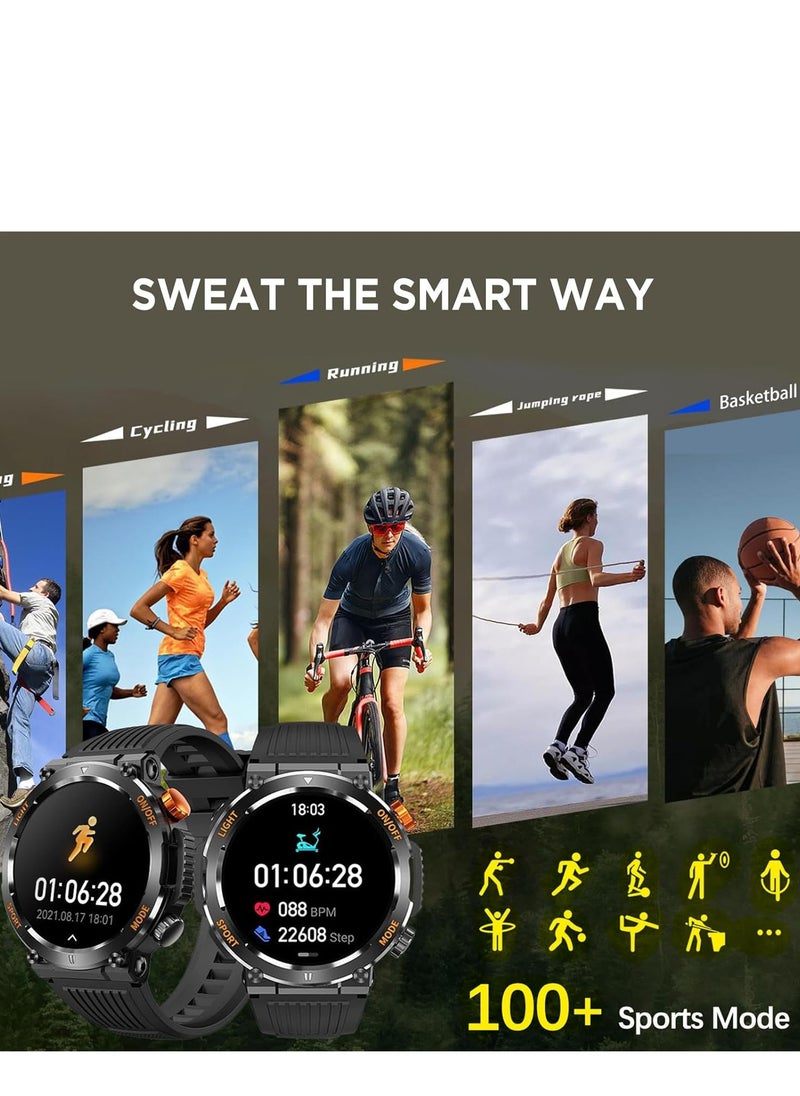 Furtey - Smart Watch with Bluetooth Calling, 1.46" Touch Screen - IP67 Waterproof Fitness Tracker with Blood Oxygen/Heart Rate Monitor, Sleep Tracking, 100+ Sport Modes, Custom Dial for Android iOS - Image 1