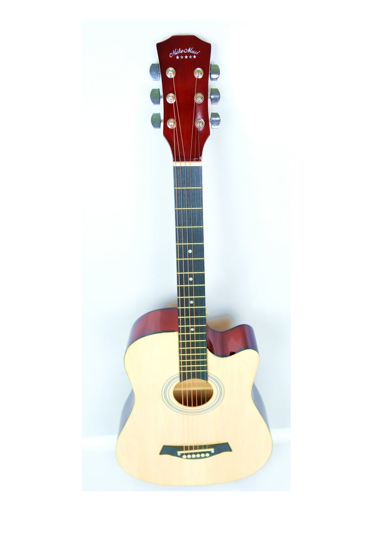 Mike Music - Mike Music 38-Inch Acoustic Guitar with Bag, Strings, Capo, Picks & Strap - Natural - Image 1