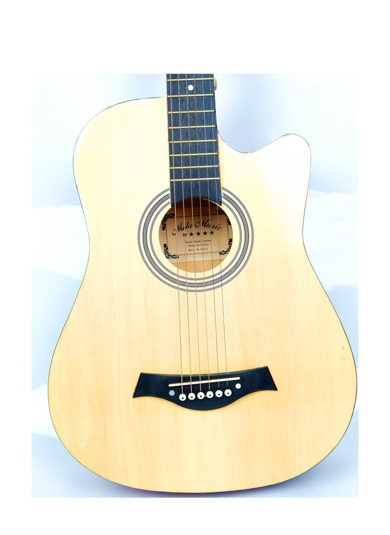 Mike Music - Mike Music 38-Inch Acoustic Guitar with Bag, Strings, Capo, Picks & Strap - Natural - Image 1