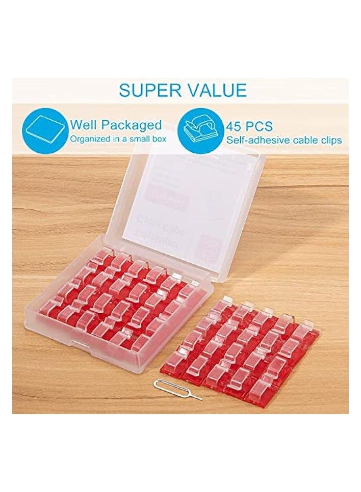 erorex Adhesive Cable Clips Clear (45 PCS, Small), Upgraded Christmas Outdoor Light Clips, Wire Holder Cord Organizer for Cable Management Under Desk - Image 4