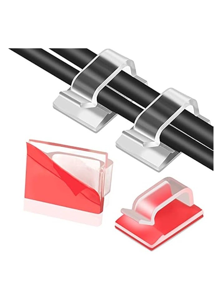 erorex Adhesive Cable Clips Clear (45 PCS, Small), Upgraded Christmas Outdoor Light Clips, Wire Holder Cord Organizer for Cable Management Under Desk - Image 1