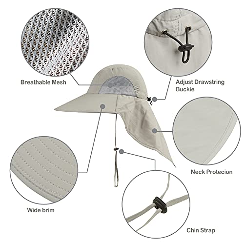 KOOLSOLY Outdoor Sun Hat for Men with 50+ UPF Protection Safari Cap Wide Brim Fishing Hat with Neck Flap, for Dad… Camouflage - Image 2
