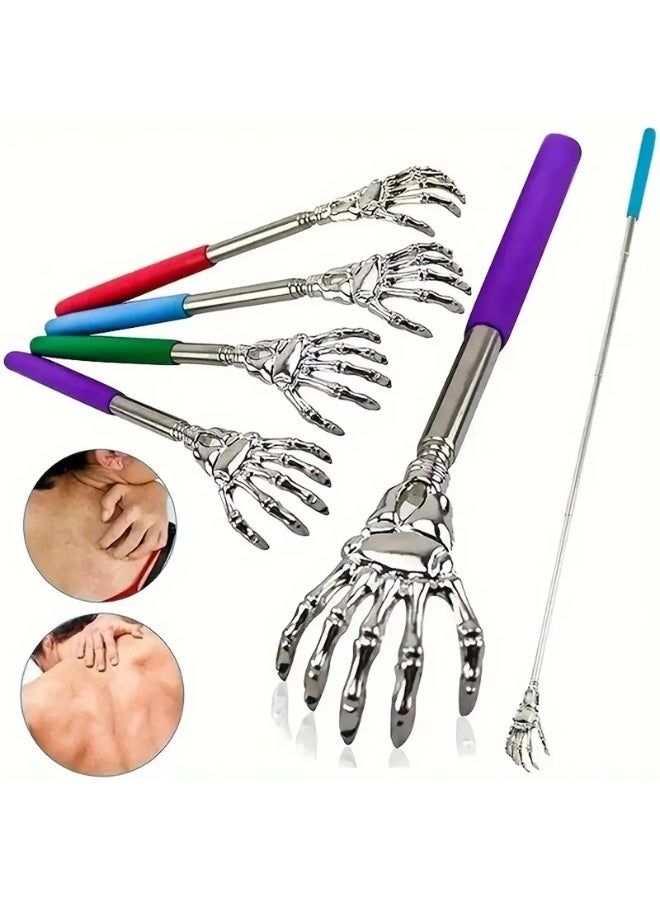 LANGMANNI Stainless Steel Telescopic Hair Brush & Back Scratcher - Skeleton Hand Design, Metal Claw for Scalp Massage, Ideal for Thanksgiving, Birthday, Halloween & Christmas Gifts - Image 1