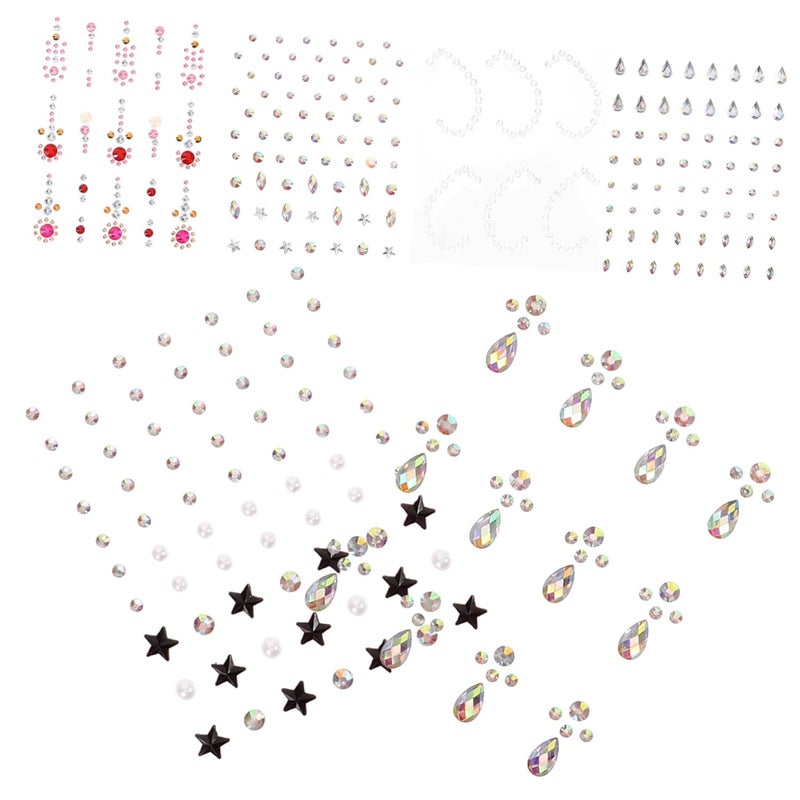 6sheets Self-adhesive Rhinestone Eye Patch Face Gems Stickers for Makeup Diy Facial Jewels Sticker Decals - Image 1
