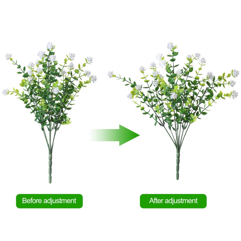HyeFlora 20 Bundles Artificial Fake Outdoor Plants Flowers for Spring Decoration, UV Resistant Realistic White Plastic Flowers Faux Plant Monkey Grass for Planter Home Garden Porch Patio Window Box - Image 4