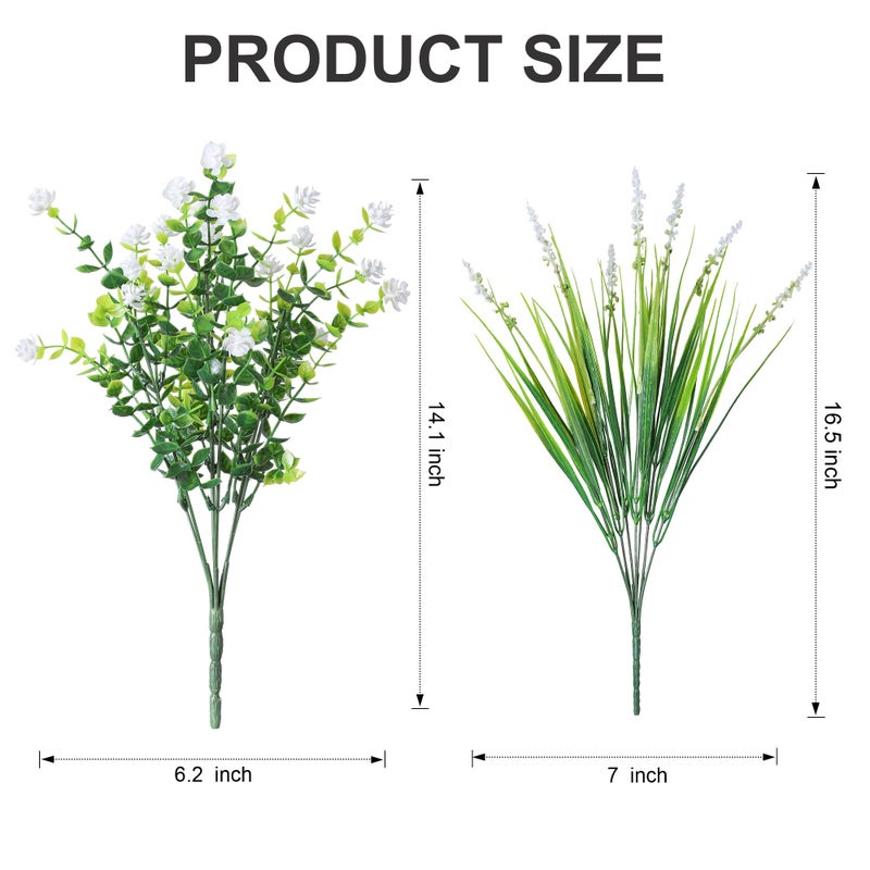 HyeFlora 20 Bundles Artificial Fake Outdoor Plants Flowers for Spring Decoration, UV Resistant Realistic White Plastic Flowers Faux Plant Monkey Grass for Planter Home Garden Porch Patio Window Box - Image 3