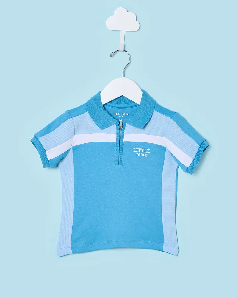 ردتاغ Infant Boys Blue Polo T-shirt And Shorts Set