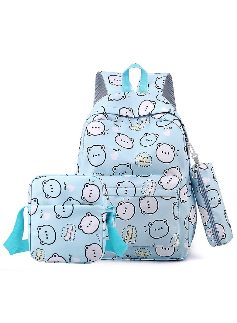 Jorunb 3pcs School Bag,Girls School Backpack,School Bags For Teenagers,Large Capacity Backpack,Waterproof Backpacks,3 in 1 School Bag,Crossbody Bag and Pencil Bag,blue - Image 1