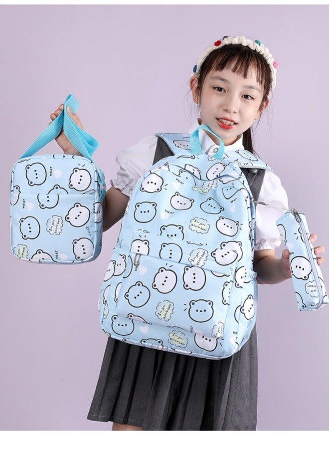 Jorunb 3pcs School Bag,Girls School Backpack,School Bags For Teenagers,Large Capacity Backpack,Waterproof Backpacks,3 in 1 School Bag,Crossbody Bag and Pencil Bag,blue - Image 3