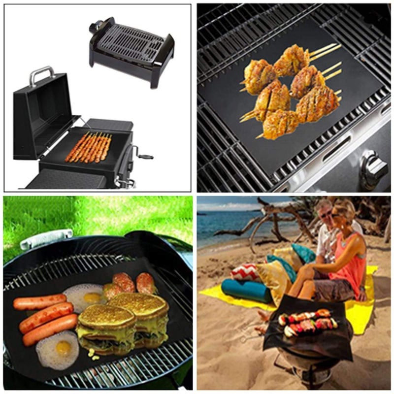 BluBasket BluBasket Reusable NonStick Heat Resistant Teflon Coated BBQ Grill Mat for Barbeque Baking Works on Electric Grill Gas Charcoal BBQ Size 40Cm X 30Cm 2Pcs - Image 4