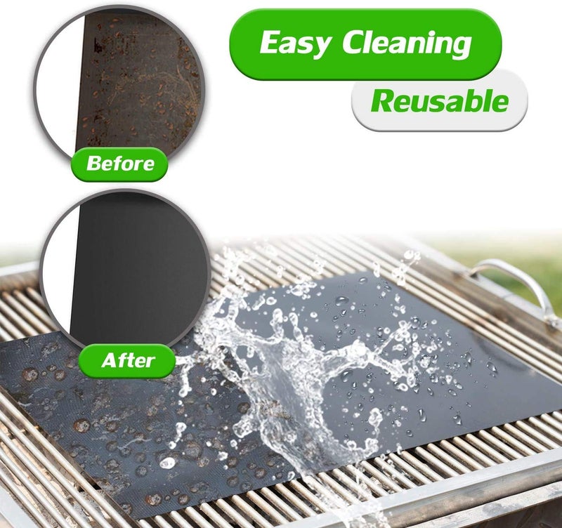 BluBasket BluBasket Reusable NonStick Heat Resistant Teflon Coated BBQ Grill Mat for Barbeque Baking Works on Electric Grill Gas Charcoal BBQ Size 40Cm X 30Cm 2Pcs - Image 3