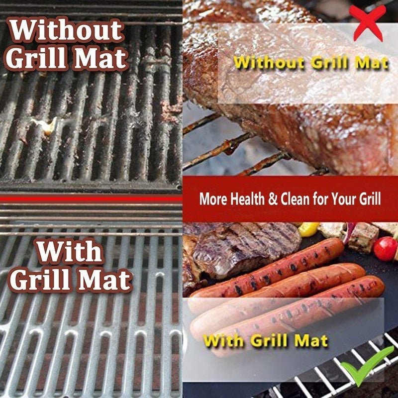 BluBasket BluBasket Reusable NonStick Heat Resistant Teflon Coated BBQ Grill Mat for Barbeque Baking Works on Electric Grill Gas Charcoal BBQ Size 40Cm X 30Cm 2Pcs - Image 5