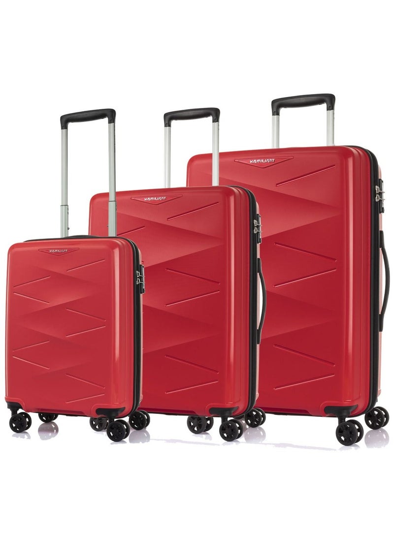 KAMILIANT by AMERICAN TOURISTER KAM Triprism 3PCS SET hardside Luggage sets with Spinner wheels - Cabin,Medium,Large - RED - Image 1