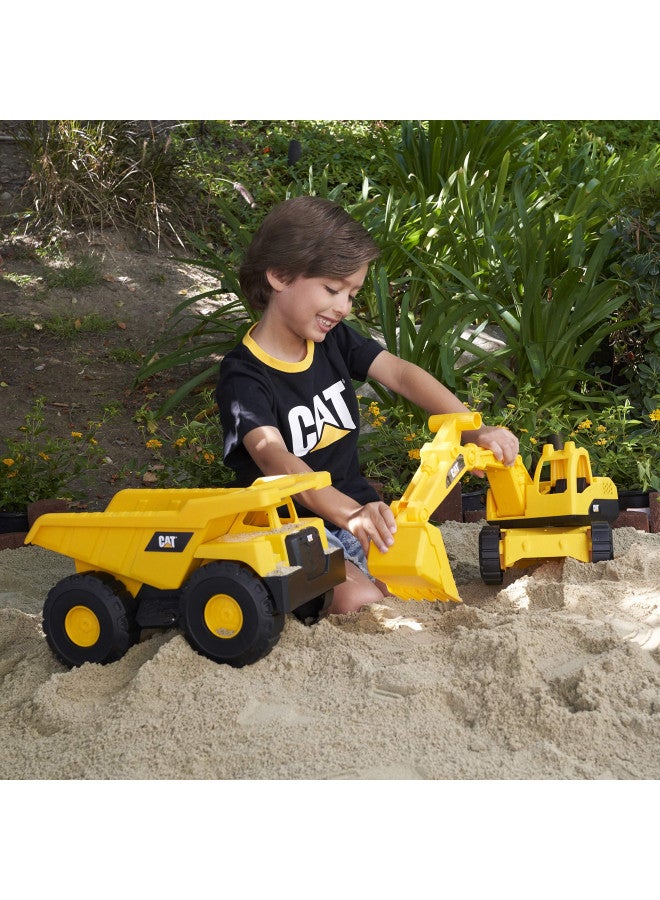 CAT CAT Construction Toys Construction Tough Rigs 15" Dump Truck & Excavator Set Toys 2 Pack Ages 3+ | Kid Powered Caterpillar Vehicle Set | Indoor or Ourdor Play | No Batteries Required  - Image 3