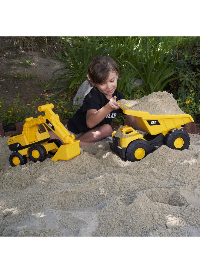 CAT CAT Construction Toys Construction Tough Rigs 15" Dump Truck & Excavator Set Toys 2 Pack Ages 3+ | Kid Powered Caterpillar Vehicle Set | Indoor or Ourdor Play | No Batteries Required  - Image 4
