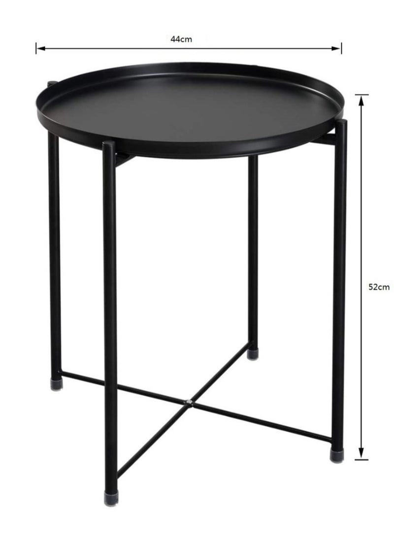 Generic Round Tray Table Black 44x44x53cm  - Image 3