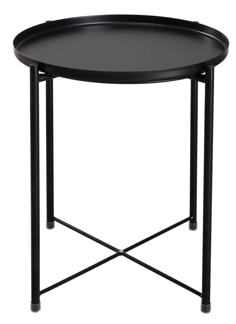 Generic Round Tray Table Black 44x44x53cm  - Image 1