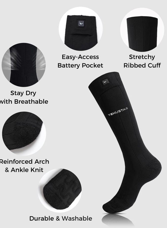 Venustas Heated Socks for Men Women, with Heating Wires Directly Embedded Inside, Battery Rechargeable Electric Ski Socks - Image 4
