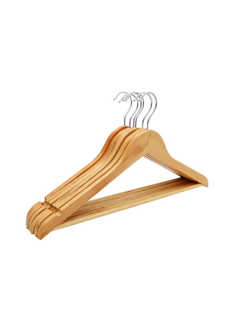 AXENTURE 50 Pack High-Grade Wooden Suit Hangers - Smooth Finish Solid Wood Coat Hanger with Non Slip Pants Bar,360° Swivel Hook and Precisely Cut Notches for Camisole, Jacket, Pant, Dress Hangers - Image 3