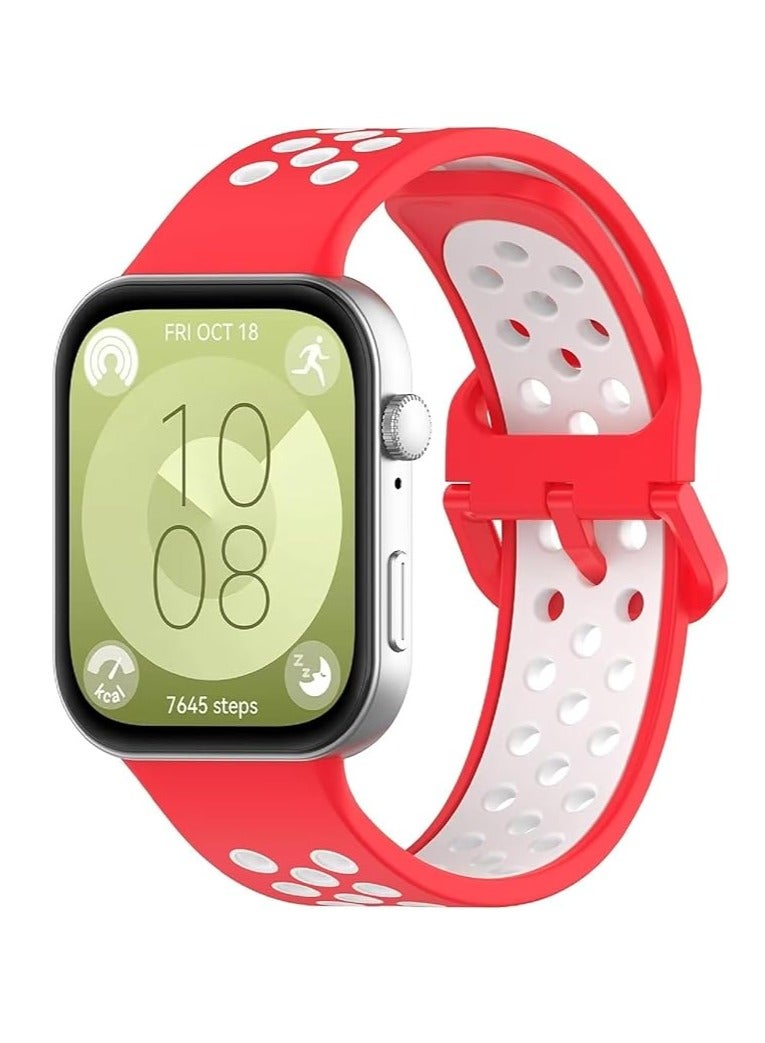 حزامان متوافقان مع ساعة هواوي واتش فيت 3 الذكية الرياضية من السيليكون بتصميم بلونين وفتحات قابلة للتنفس وأشرطة سيليكون تناسب ساعة هواوي واتش فيت 3 - Image 4