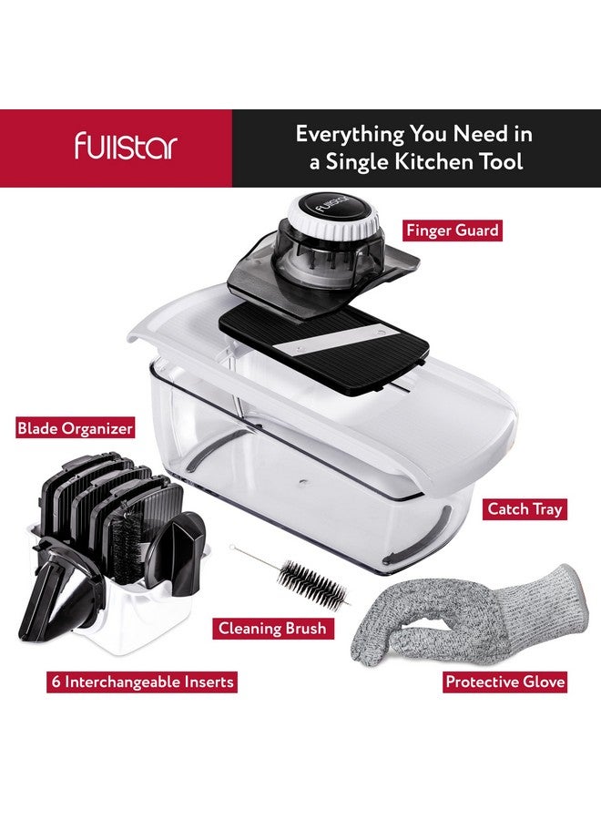 Fullstar Fullstar Mandoline Slicer for Kitchen, Fruit Cutter, Cheese Grater, Cucumber Slicer, Veggie Spiralizer, Food Cutter & Kitchen Gadgets with Safety Glove (6 in 1, Black) - Image 3