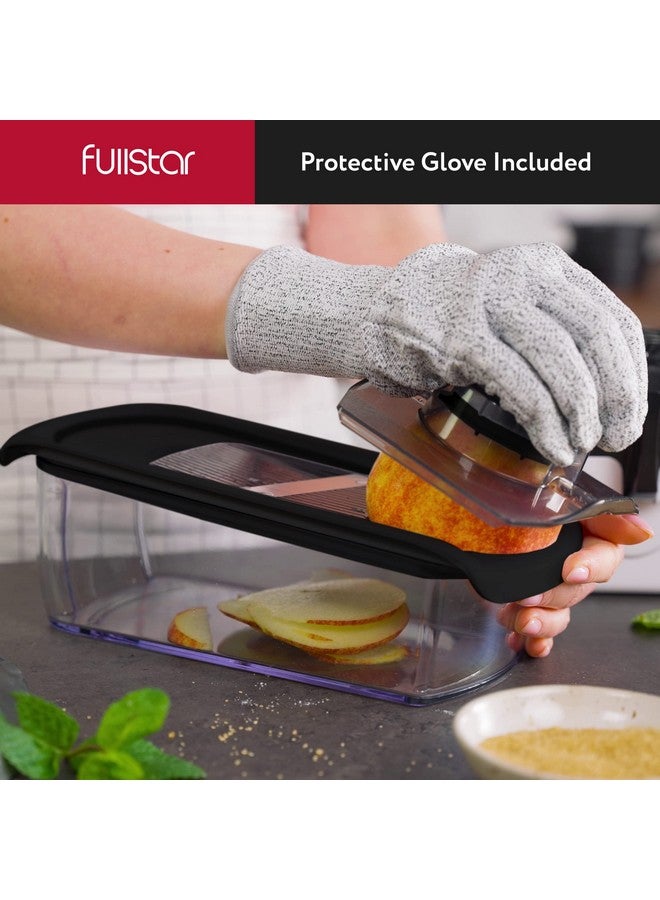 Fullstar Fullstar Mandoline Slicer for Kitchen, Fruit Cutter, Cheese Grater, Cucumber Slicer, Veggie Spiralizer, Food Cutter & Kitchen Gadgets with Safety Glove (6 in 1, Black) - Image 4