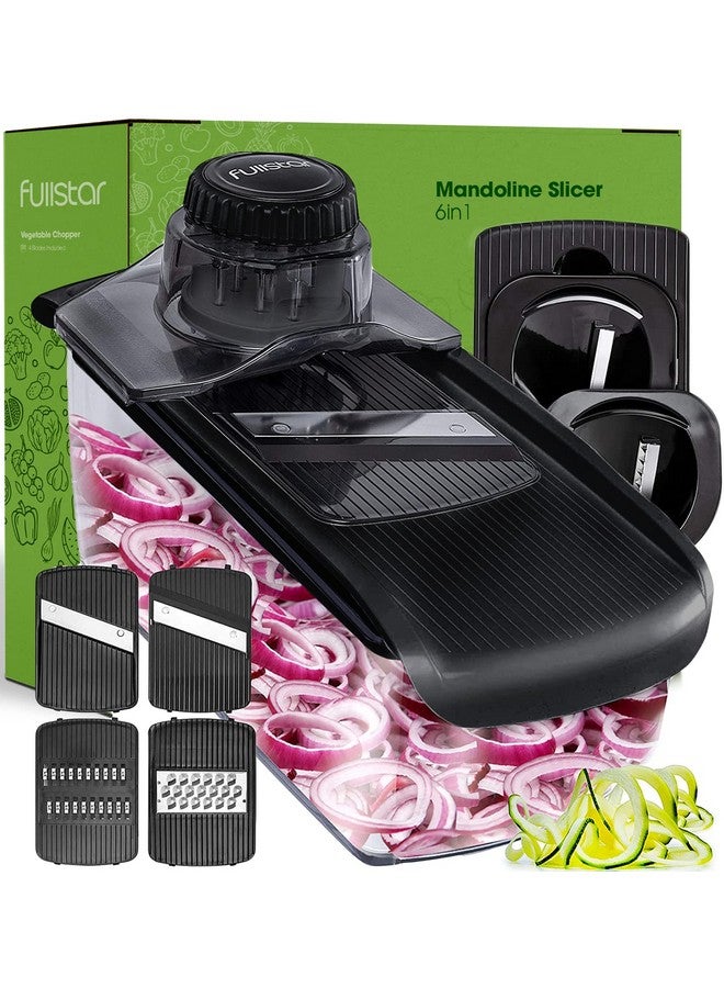 Fullstar Fullstar Mandoline Slicer for Kitchen, Fruit Cutter, Cheese Grater, Cucumber Slicer, Veggie Spiralizer, Food Cutter & Kitchen Gadgets with Safety Glove (6 in 1, Black) - Image 1