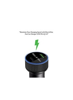 Max & Max & Max 52W Dual port USB, Type C Fast Car Charger PD+Q 3.0 Compatible with iPhone 14/13/12/11 Pro/Plus/Max iPad mini, Huawei, Android Samsung S23 S22 Ultra and all other mobiles - Black  - Image 5