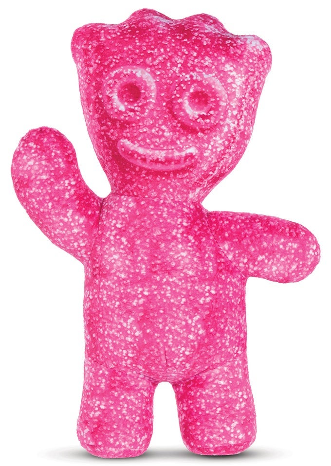 POLYESTER SOUR PATCH KIDS EMBOSSED 1675 X 12 CANDY CHARACTER SHAPED PILLOW PINK