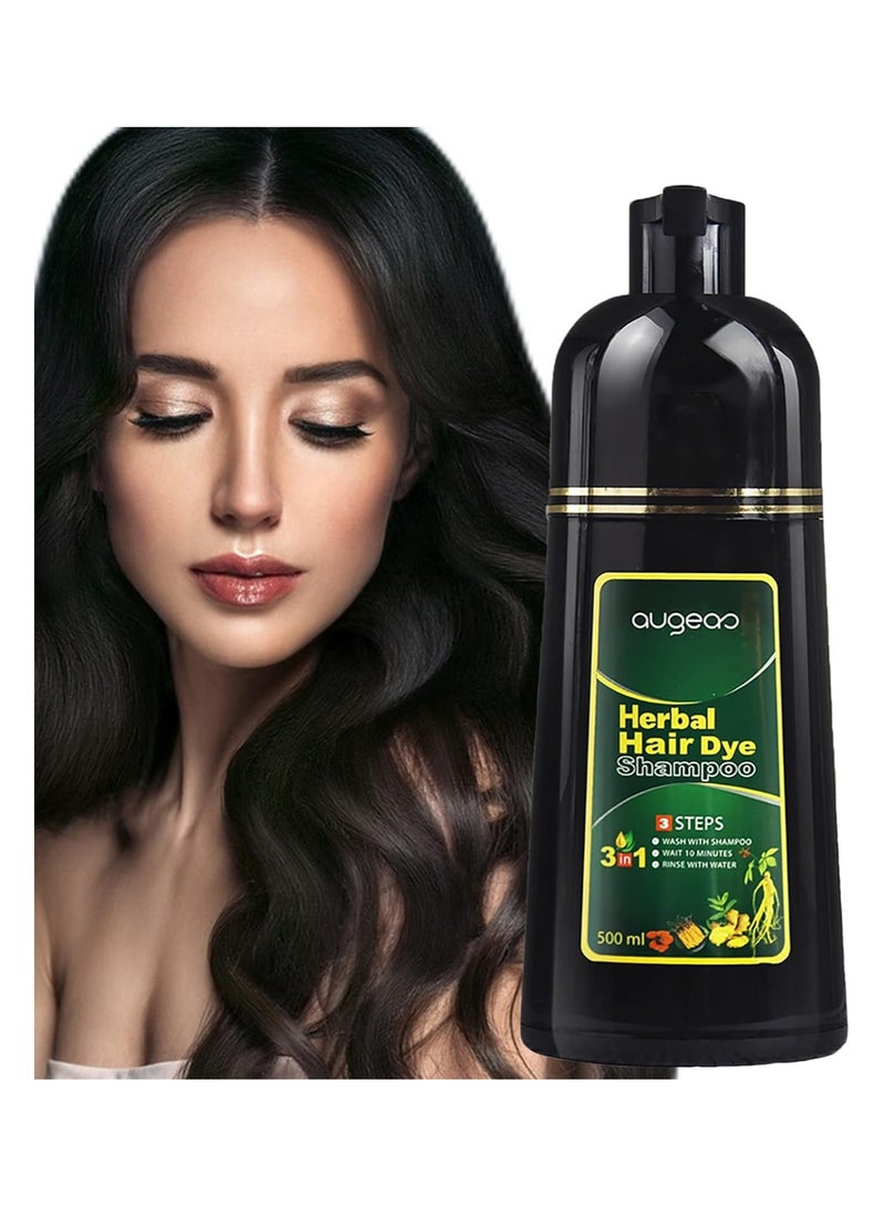 اوجياس 500 مللي شامبو صبغ الشعر العشبي الرغوي خفيف غير مهيج طبيعي طويل الأمد لا العناية بالشعر بفروة الرأس السوداء - Image 3