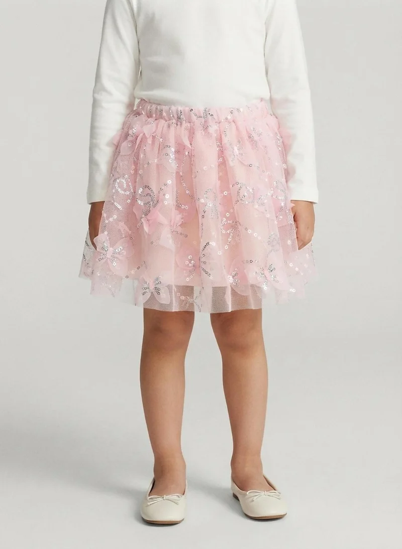 Babyqlo Girls Pink Butterfly Sequin Tulle Party Skirt