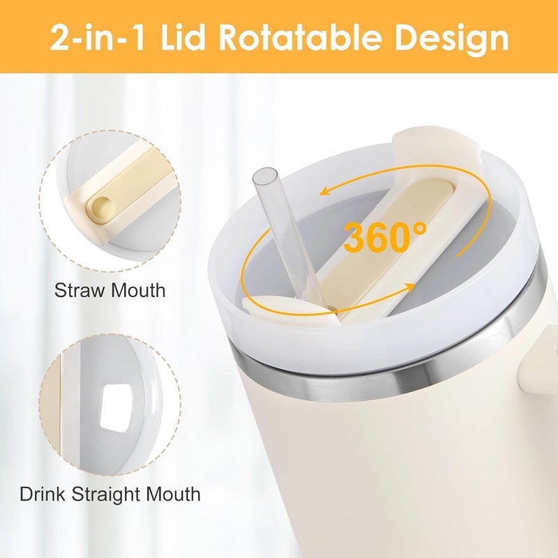WROPZO Insulated Tumbler 1200 ml DoubleWalled Stainless Steel with Handle and Straw - Image 3