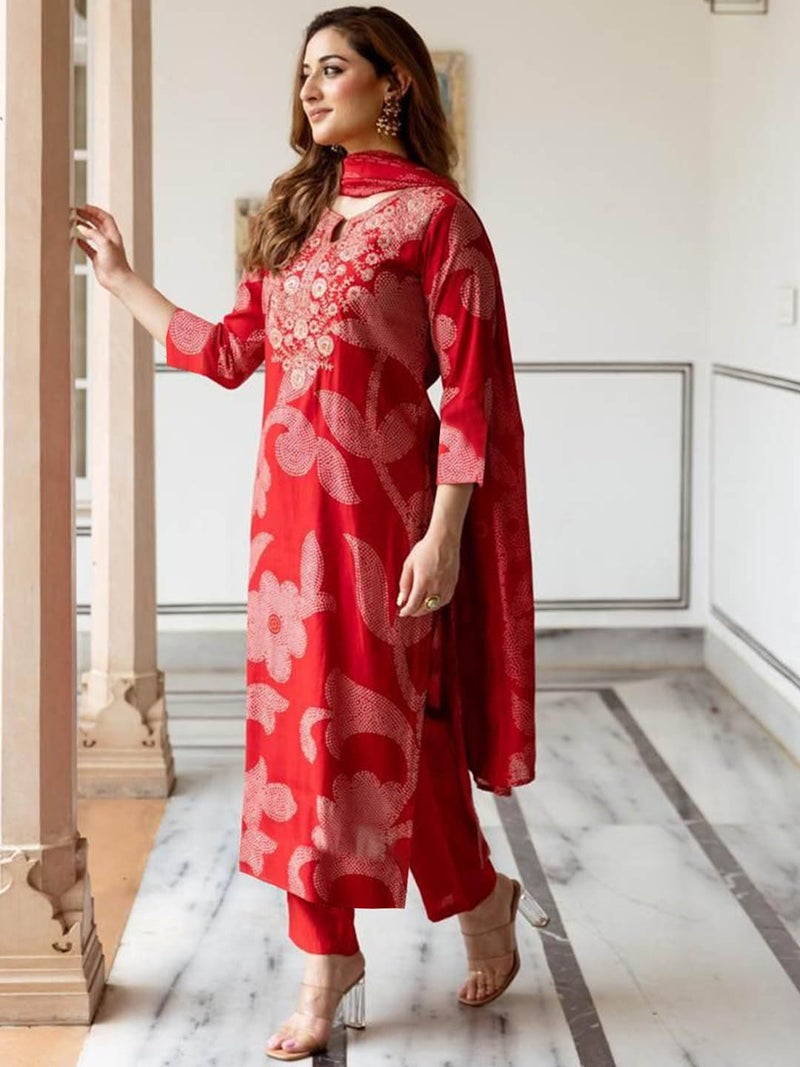 ANNI Designer Women's Rayon Viscose Printed Straight Kurta with Pant & Dupatta (Heba Pink_4XL_Pink_XXXX-Large) - Image 4