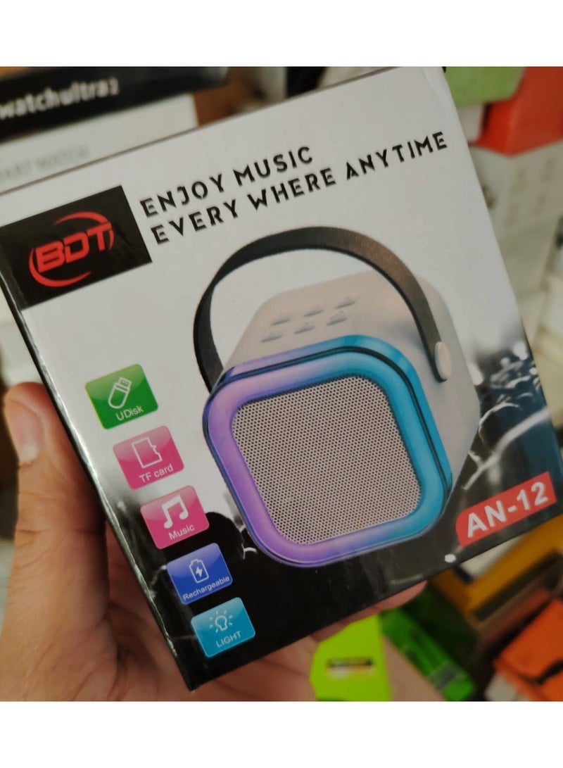 Enjoy powerful sound anywhere, anytime! AN-12 portable speaker gives you crystal clear sound and an unparalleled entertainment experience. Equipped with multiple options: TF card, USB, and built-in lighting for a fun atmosphere. Light, practical, and rechargeable – your perfect companion wherever you go - Image 2