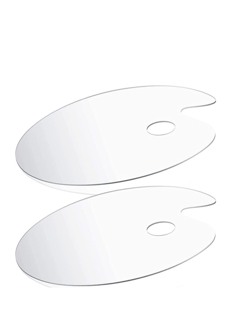 SOLARAE Paint Palette Mold 2 Pcs Paint Palette Clear Oval-Shaped Non-Stick Acrylic Paint Mixing Tray-Comfortable Hold Easy Clean for DIY Art Face Painting Plate Epoxy Resin Casting Mold - Image 1