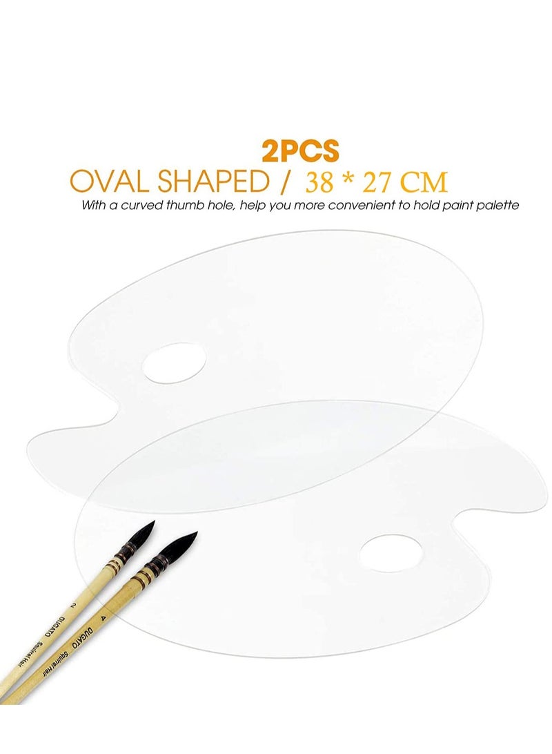 SOLARAE Paint Palette Mold 2 Pcs Paint Palette Clear Oval-Shaped Non-Stick Acrylic Paint Mixing Tray-Comfortable Hold Easy Clean for DIY Art Face Painting Plate Epoxy Resin Casting Mold - Image 2