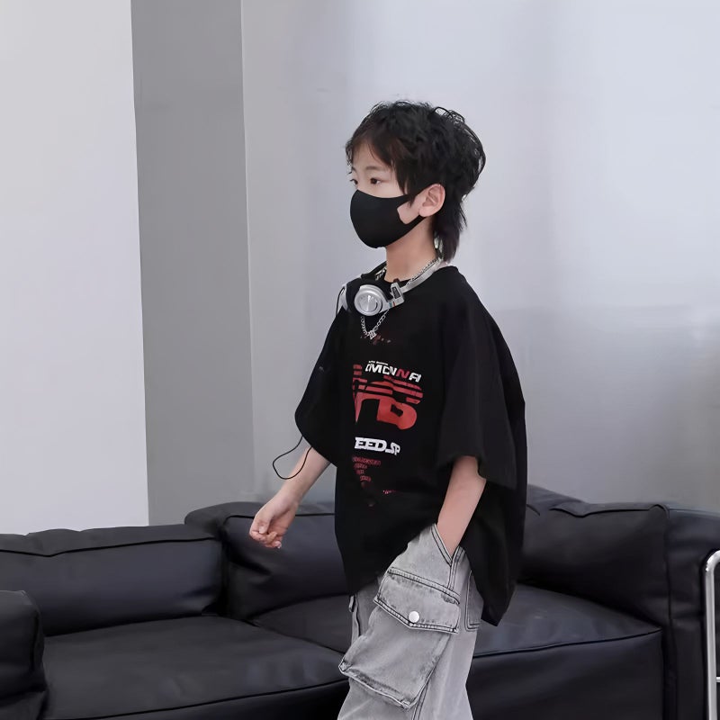 Boys' Short-Sleeved T-Shirt Style Large-Size Children'S Loose Summer Fashionable Children'S Casual Printed T-Shirt Boy'S Top - Image 1