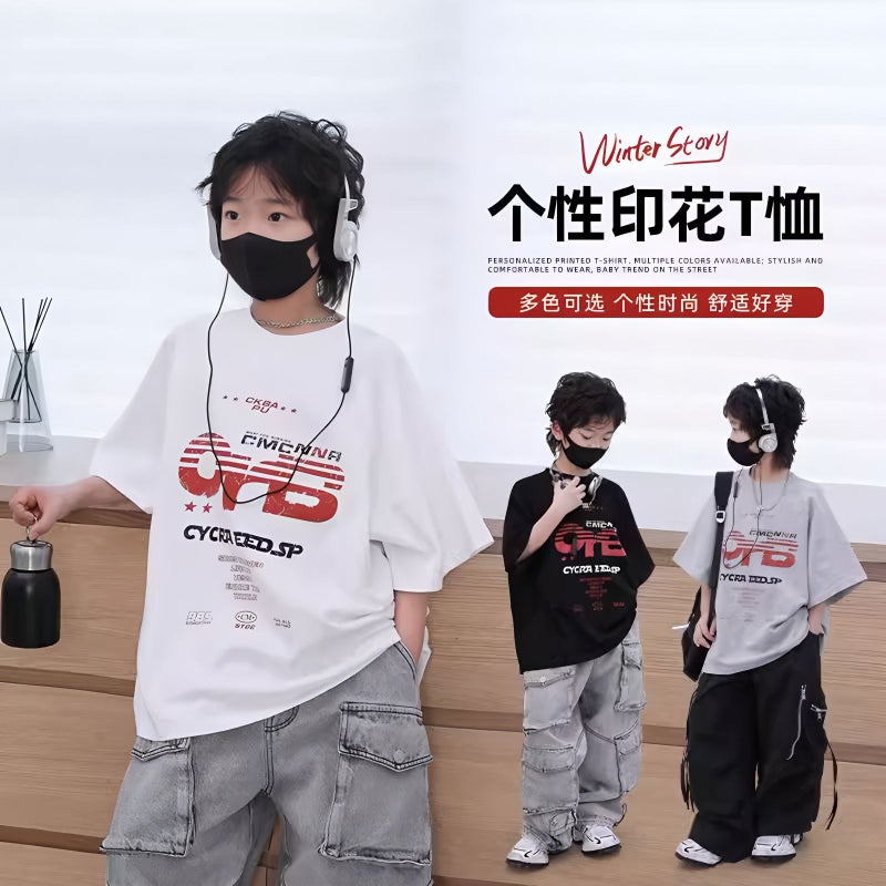 Boys' Short-Sleeved T-Shirt Style Large-Size Children'S Loose Summer Fashionable Children'S Casual Printed T-Shirt Boy'S Top - Image 2