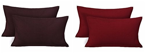 Clasiko Cotton 200 TC Pillow Cover, Standard, Brown, Maroon, 4 Pieces - Image 5