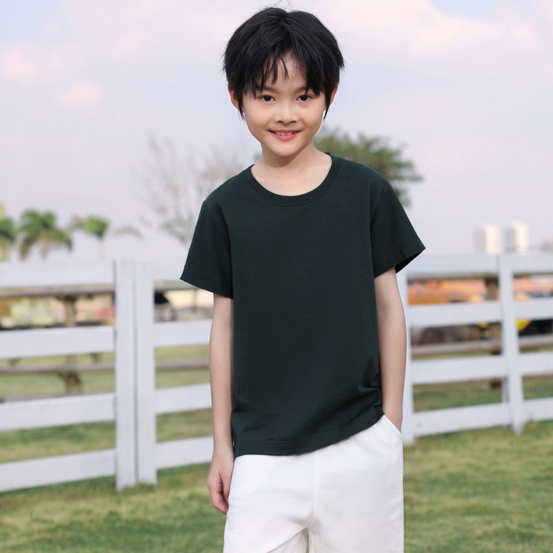 240 Grams Of Heavy Solid Color Cotton Shoulder Crew Neck Short Sleeve Children'S T-Shirt 61 Activities T-Shirt Children'S Clothing Printing - Image 3
