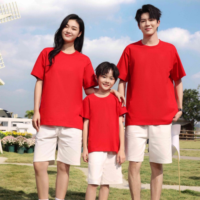 240 Grams Of Heavy Solid Color Cotton Shoulder Crew Neck Short Sleeve Children'S T-Shirt 61 Activities T-Shirt Children'S Clothing Printing - Image 5