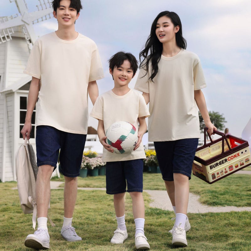 240 Grams Of Heavy Solid Color Cotton Shoulder Crew Neck Short Sleeve Children'S T-Shirt 61 Activities T-Shirt Children'S Clothing Printing - Image 4