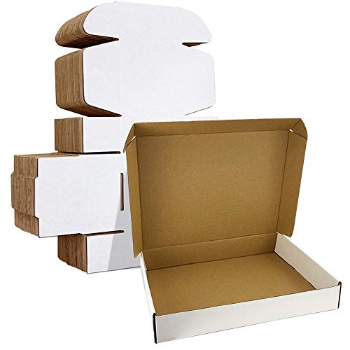 HORLIMER 13x10x2 inches Shipping Boxes Set of 25 White Corrugated Cardboard Box Literature Mailer