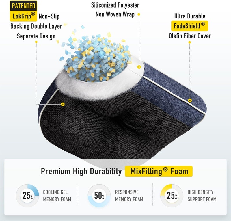 SUNROX LokGrip Non Slip Gel Memory Foam Chair Cushions for Tailbone Pain Relief Tufted Stain Resistant Thicken Durable Seat Pad Cushion for Kitchen Dining Office 17x16 Set of 4 Heather Indigo - Image 2