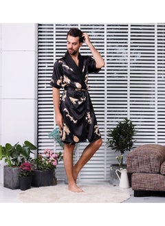 Loquat Printed Silk Robe Black  - Image 1