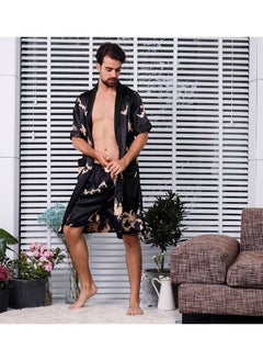 Loquat Printed Silk Robe Black  - Image 2