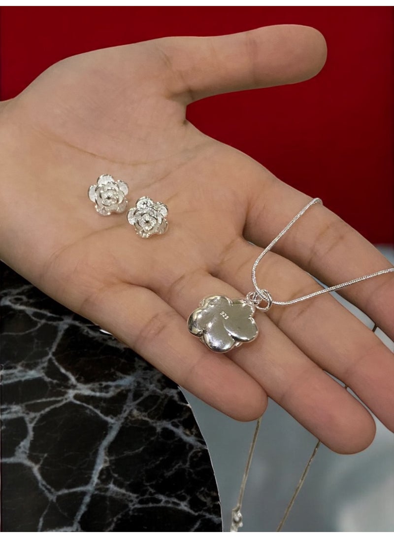 Elegance Elegant & High Quality 925 Silver Plated Necklace And Earrings Jewellery Set For Women - Image 5
