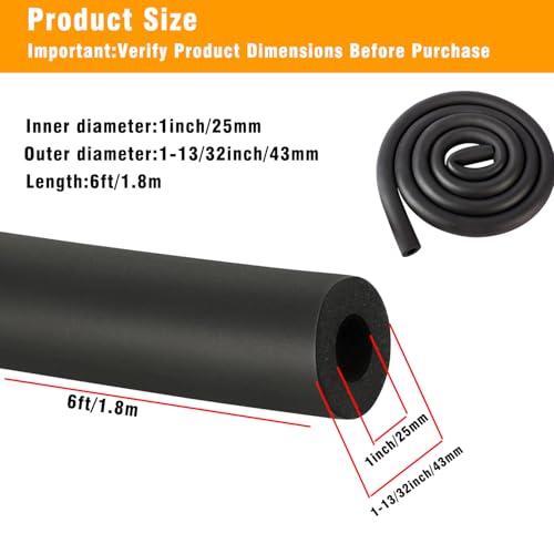 Allwin Pipe Insulation Foam Tube - 1"(25mm) ID x1-13/32(43mm) OD Foam Tubing for AC Unit, Guitar Stands,6Ft - Image 2