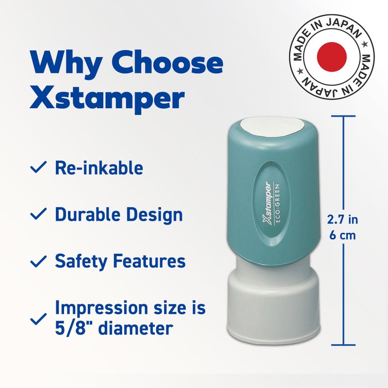 Xstamper Shachihata Xstamper(R) One-Color Specialty Stamp, Round, "Entered", Red (11418) - Image 5