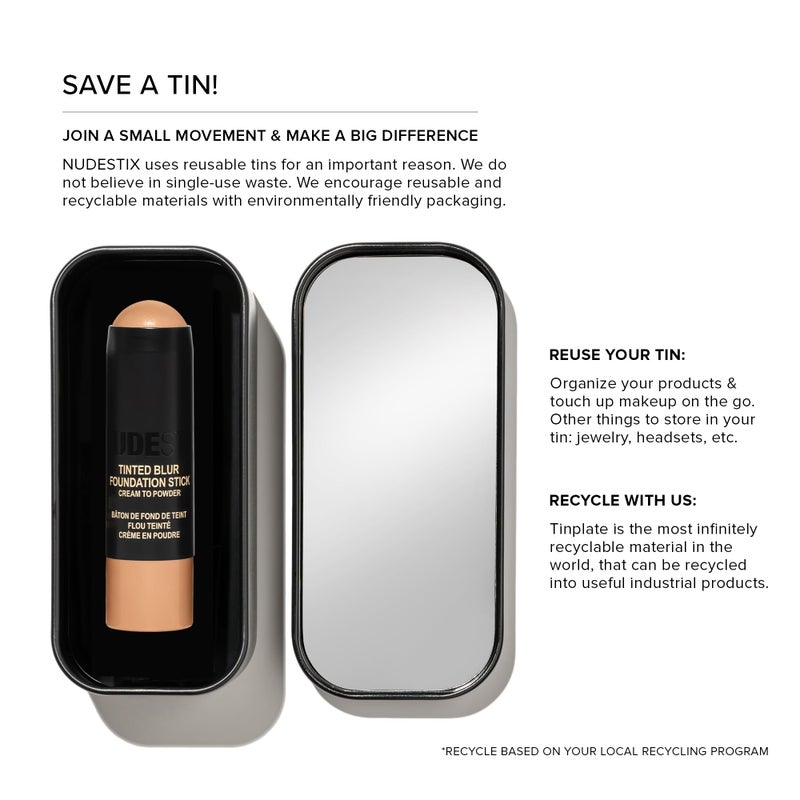 Nudestix Tinted Blur Foundation Stick â€“ Cream-to-Powder Lightweight Makeup for Blurring Pores, Blemishes & Fine Lines | Natural-Matte Finish with Light-Reflecting Pigments | Shade: Deep 9 - Image 5